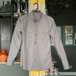 Men's cotton poplin long-sleeve button-down shirt